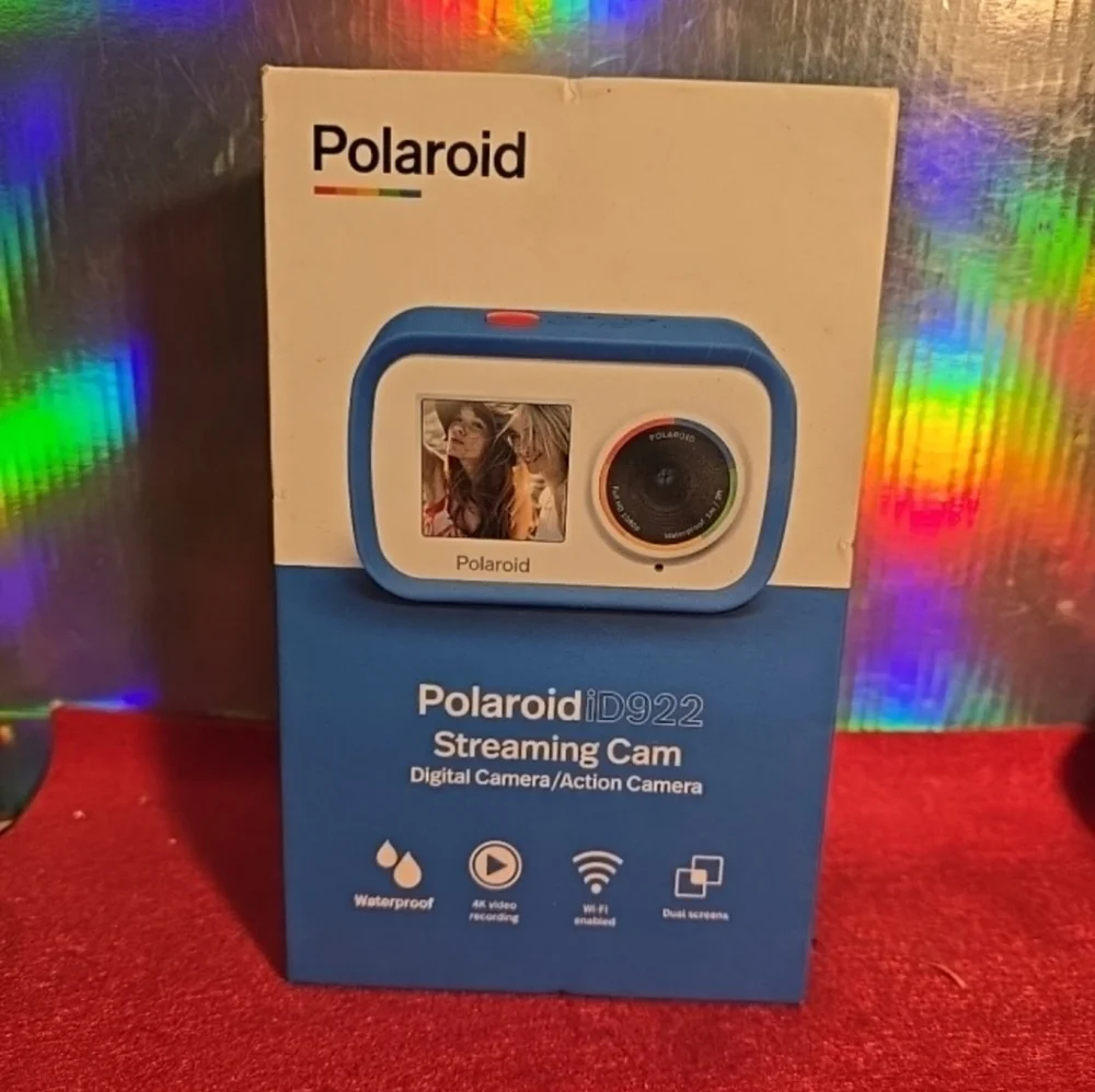 033026 Polaroid ID922 Blue Streaming Cam Digital Action Waterproof Camera 4K Wif